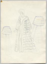 Variationen eines bodenlangen Mantels (Archivtitel), Kostümentwurf, 1957