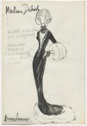 Vorschaubild zu  'Marlene Dietrich - Ein schmales, tief ausgeschnittenes Kleid mit Pelzbesatz und Muff'