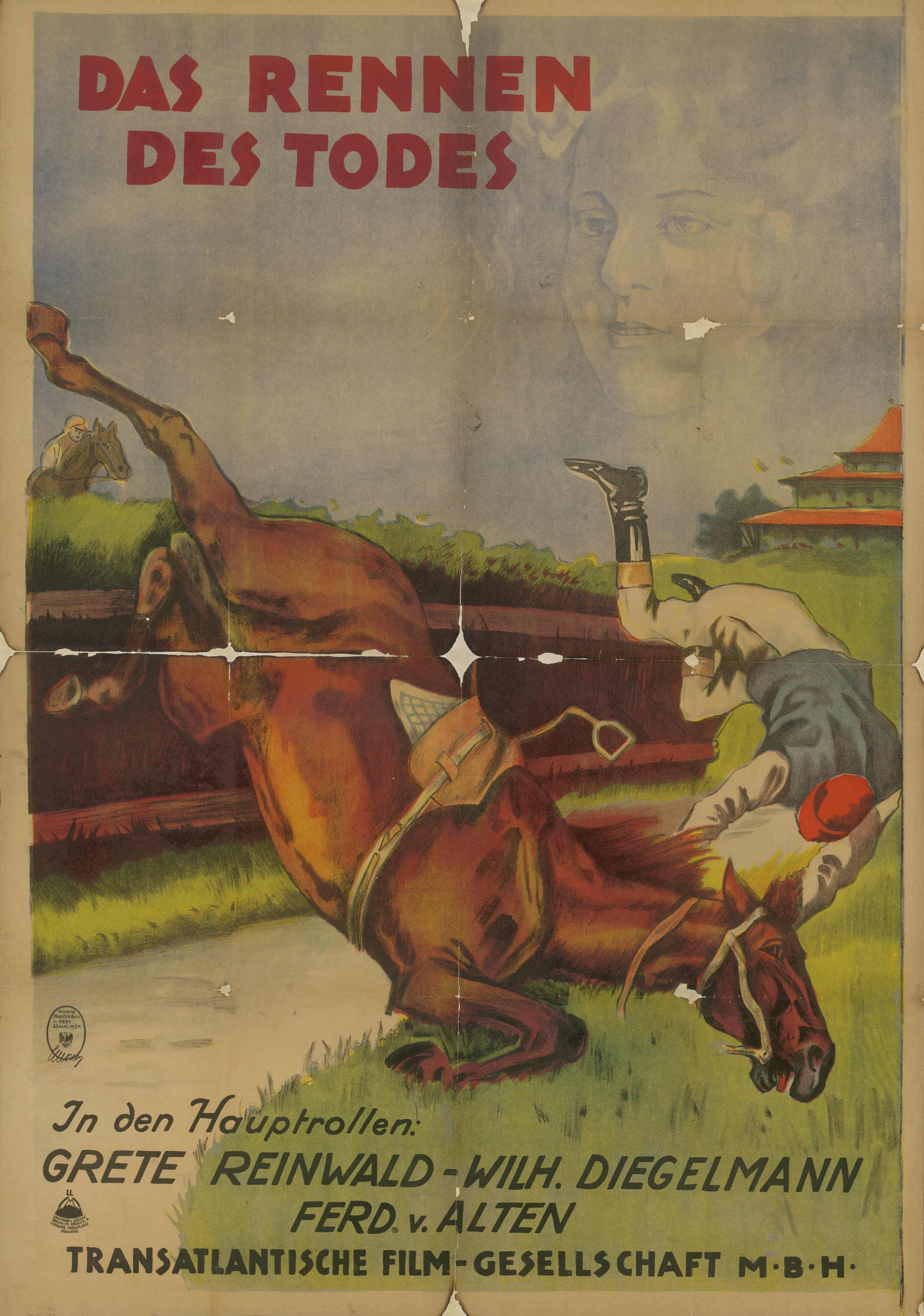 Film poster for Das Rennen des Todes, Germany 1924