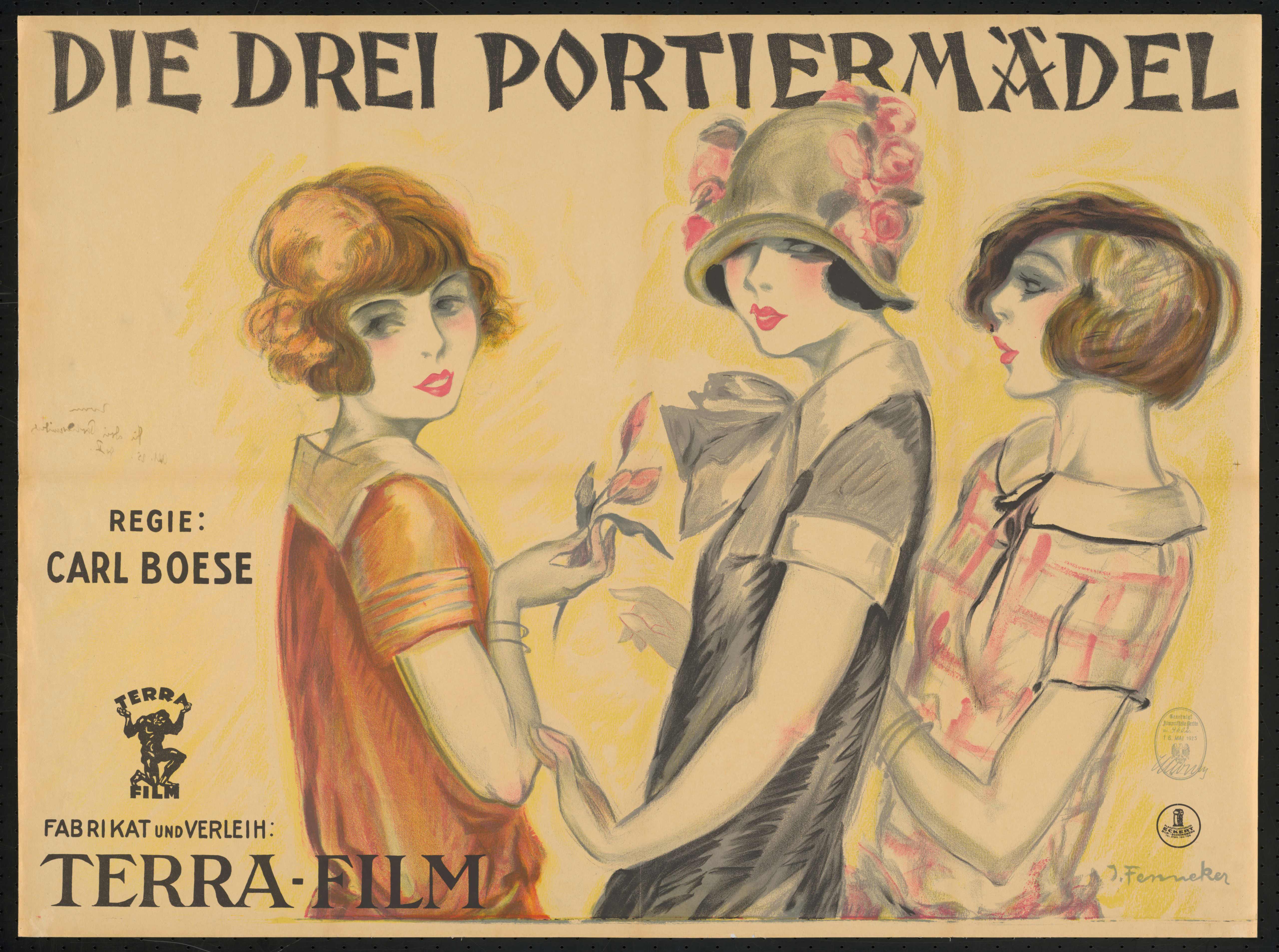 Film poster by Joef Fenneker: Die drei Portiermädel, Germany 1925, directed by Carl Boese