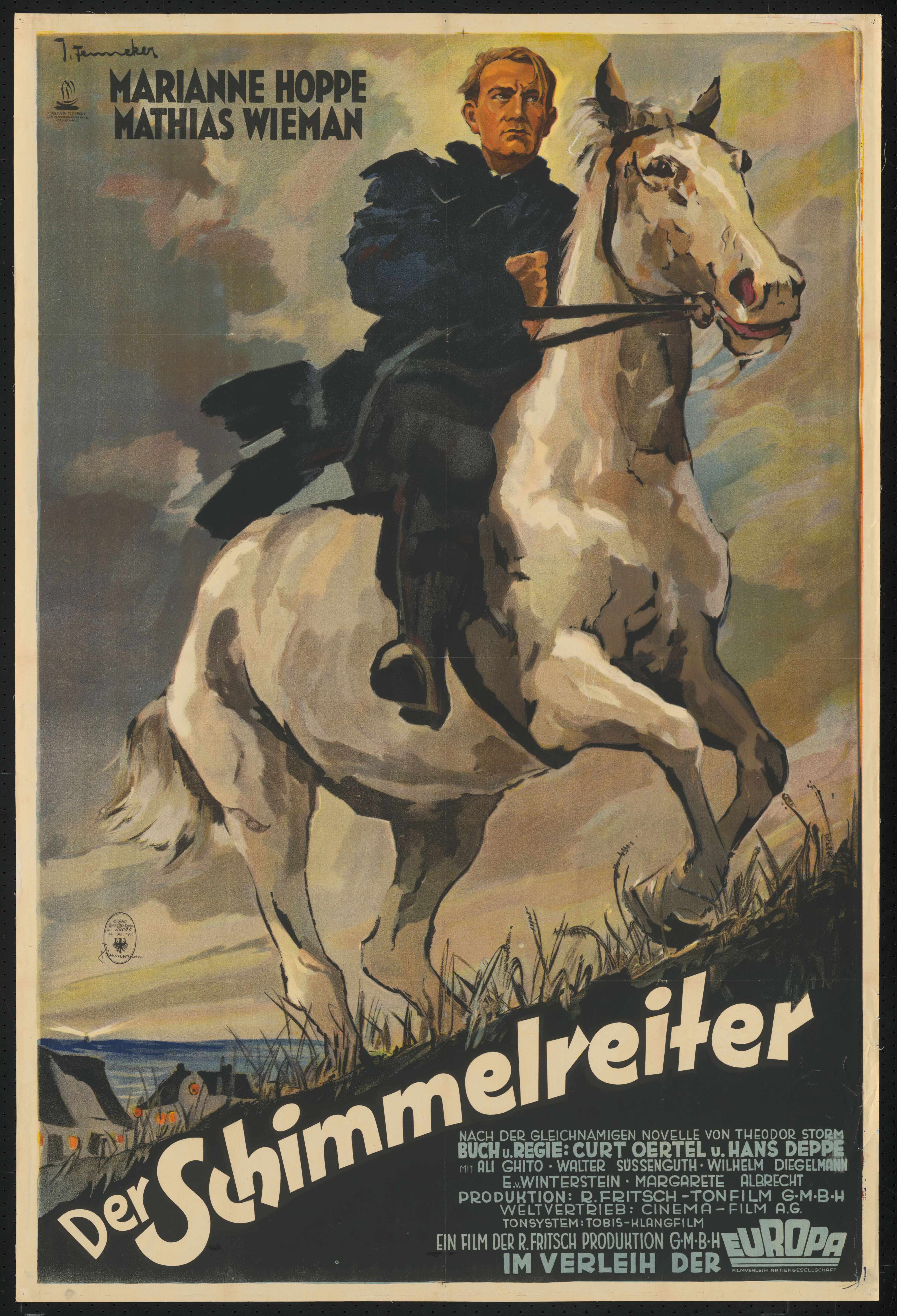 Film poster by Josef Fenneker: Der Schimmelreiter, Germany 1933, directed by Hans Deppe and Curt Oertel
