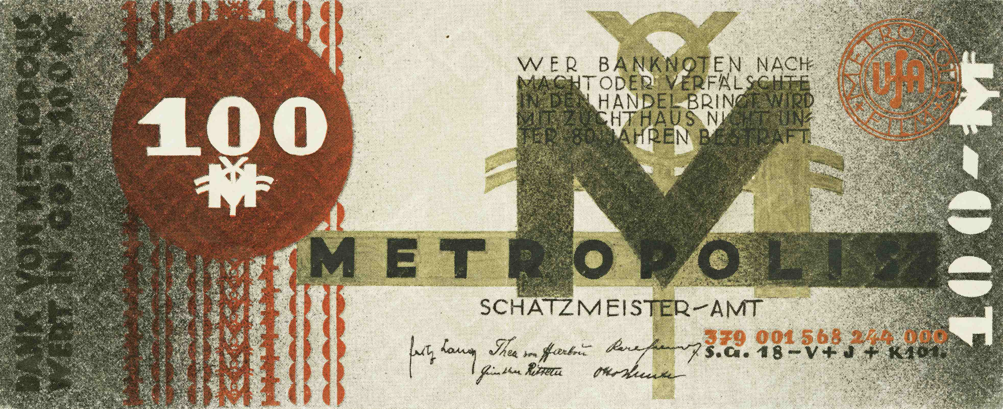 Reklamegeldschein aus dem Film Metropolis