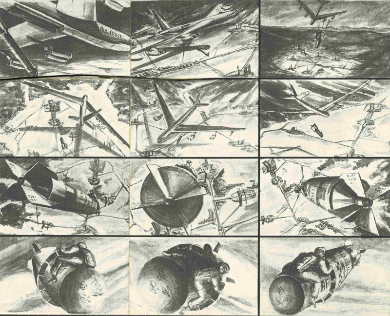 Storyboard-Zeichnungen von Ken Adam zu Stanley Kubricks Dr. Strangelove or: How I Learned to Stop Worrying and Love the Bomb