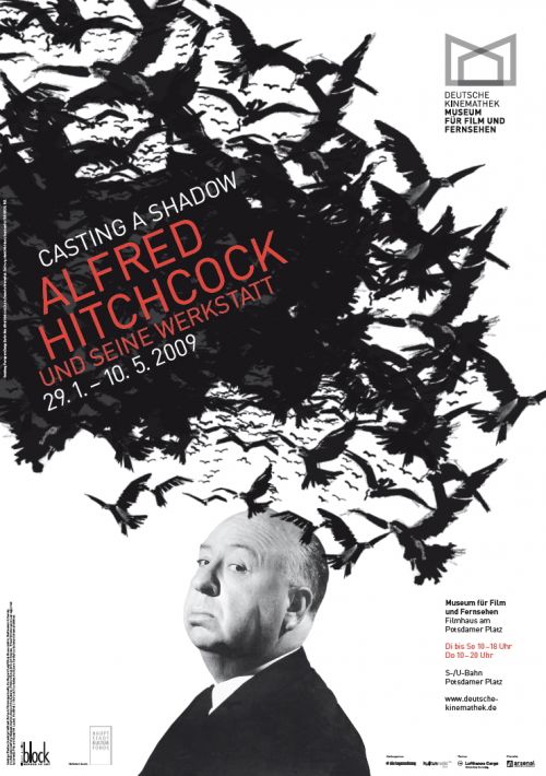 Poster for the exhibition "Casting a Shadow. Creating the Alfred Hitchcock Film", Deutsche Kinemathek, Berlin