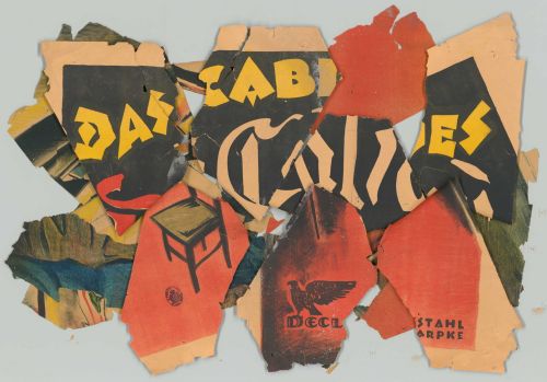 Fragmente eines historischen Filmplakats zum Film Das Cabinet des Dr. Caligari