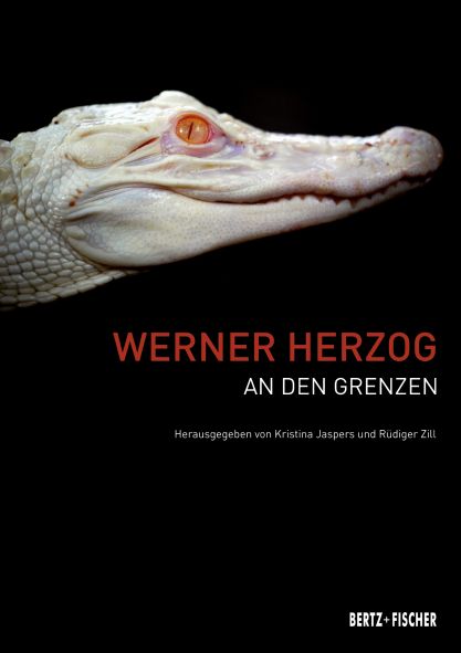 Schwarzes Buchcover mit einem Albino-Krokodil, wei&szlig; mit rotem Auge