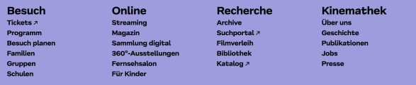 Man sieht die 4 Hauptbereiche der Internet-Seite.