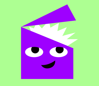 Grafik eines fr&ouml;hlichen Monsters mit einem offenen Kopf, aus dem Zacken herausragen.