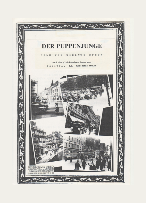 Frontseite des unver&ouml;ffentlichten Drehbuchs von &bdquo;Der Puppenjunge&rdquo;