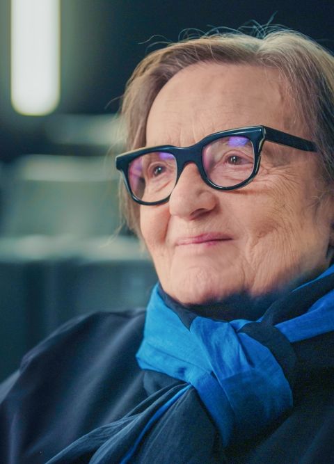 Portr&auml;t vom Agnieszka Holland in einem Kino.