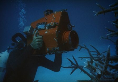 Taucher mit Kamera unter Wasser