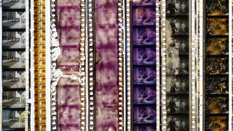 Verschiedene Filmstreifen mit Sch&auml;den